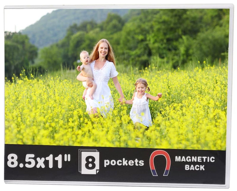 Sooyee 8 Pack 8.5X11 Magnet Photo Frame Refrigerator,Magnetic Picture Holder, Magnetic Picture Frame Fridge,White - Image 2